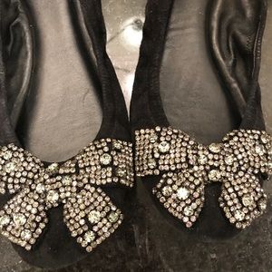 Tory Burch Eddie Suede/Rhinestone Ballet Flat